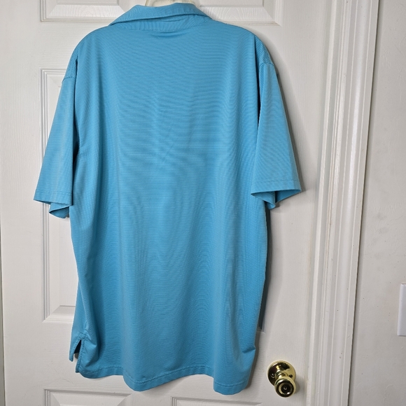 Men's Peter Millar Turquoise Stripe Short Sleeve Polo Shirt L - Picture 6 of 12